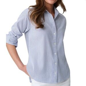 J. McLaughlin “Finn” Light Blue Pinstripe Button-Down Long Sleeve Blouse Large